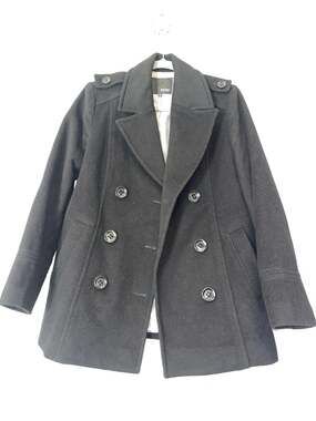 MIXXO Women’s M Black Wool Blend Double Breasted Peacoat Military Coat